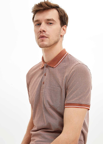 Светло-бордовая футболка-поло для мужчин DeFacto меланжевая