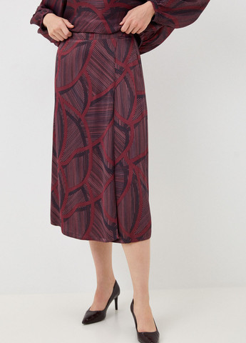 Бордовая кэжуал с рисунком юбка Tom Tailor на запах
