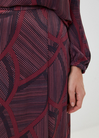 Бордовая кэжуал с рисунком юбка Tom Tailor на запах