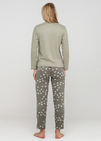 Оливковая (хаки) всесезон пижама (лонгслив, брюки, повязка) лонгслив + брюки Pijamoni