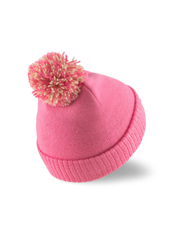 Дитяча шапка Small World Pom-Pom Beanie Youth Puma однотонна рожева спортивна поліамід, акрил