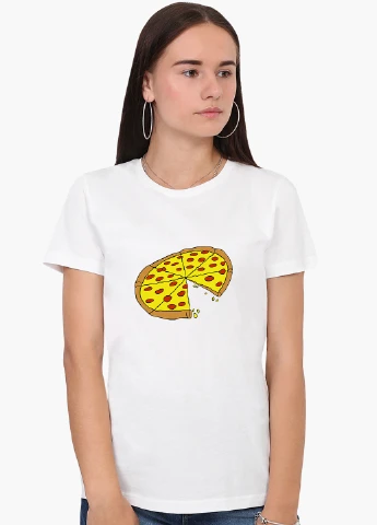 Футболка жіноча Піца (Pizza) Білий (8976-2078) XXL MobiPrint - (216331029)