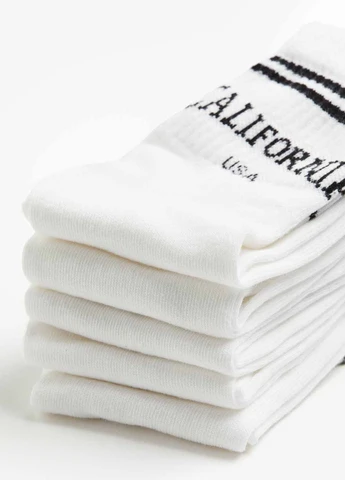 Білі шкарпетки (5 пар) H&M написи (367100877)