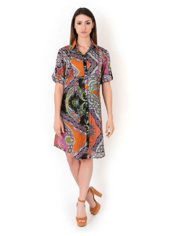 Комбинированное пляжное платье рубашка Iconique с орнаментом