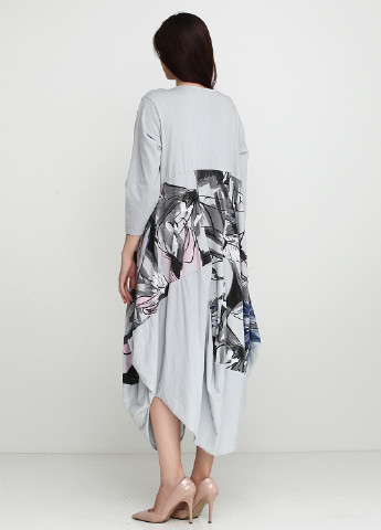 Світло-сіра кежуал платье G1 moda з квітковим принтом