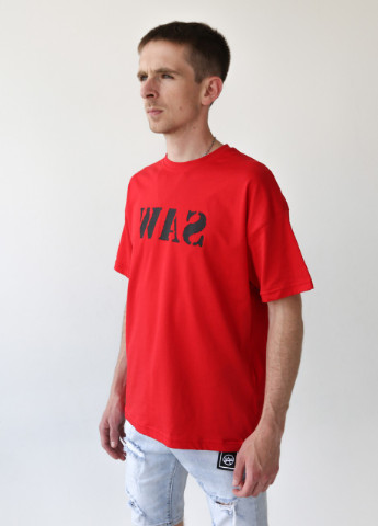 Красная футболка мужская красная широкая силуэт на спине JEANSclub Свободная