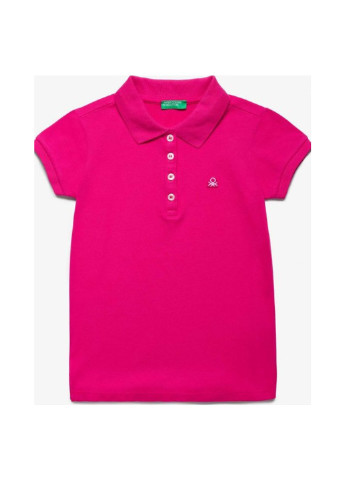 Кислотно-розовая детская футболка-поло для девочки United Colors of Benetton однотонная