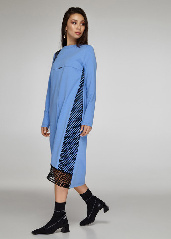 Голубое кэжуал платье платье-свитшот Solh однотонное
