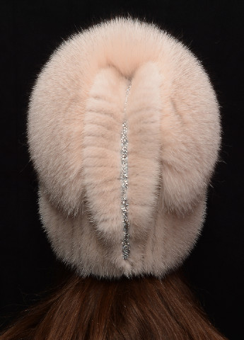 Женская вязаная шапка бини из меха норки Меховой Стиль перо (222618383)