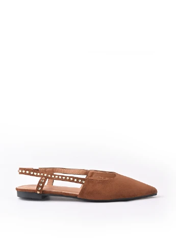 Женские балетки Top Shoes | коричневые однотонные заклепки искусственная замша (187545796)