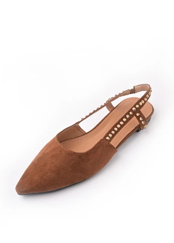 Женские балетки Top Shoes | коричневые однотонные заклепки искусственная замша (187545796)