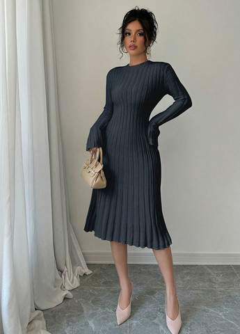 Чорна кежуал сукня сукня светр SHEIN однотонна