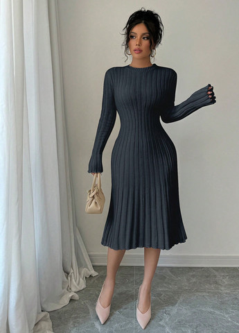 Чорна кежуал сукня сукня светр SHEIN однотонна