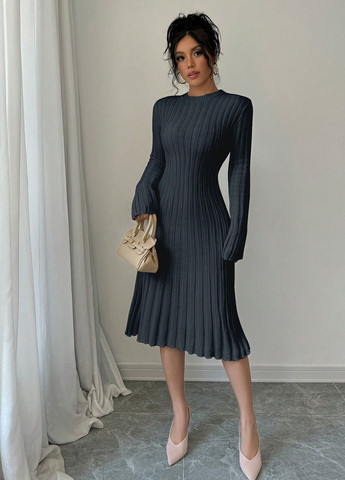 Чорна кежуал сукня сукня светр SHEIN однотонна