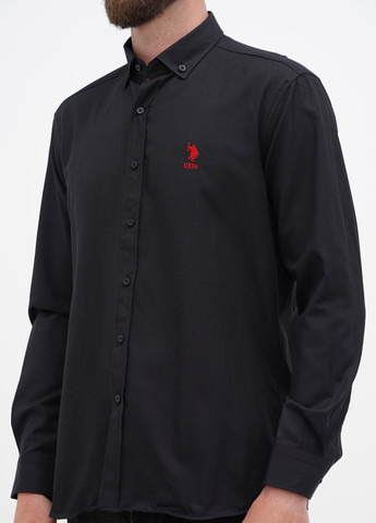 Черная кэжуал рубашка однотонная U.S. Polo Assn.