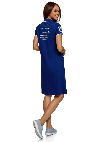Синее кэжуал платье поло Oodji с надписью