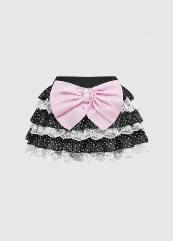 Черная кэжуал в горошек юбка SHEIN а-силуэта (трапеция)