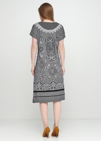 Сіра кежуал сукня COCOON з абстрактним візерунком
