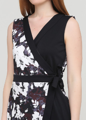 Черное кэжуал платье на запах Signature с цветочным принтом