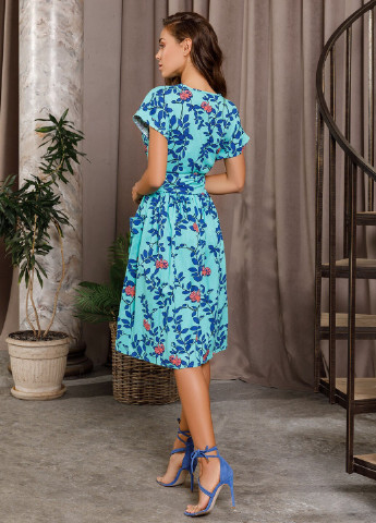 Мятное кэжуал платья ISSA PLUS с цветочным принтом