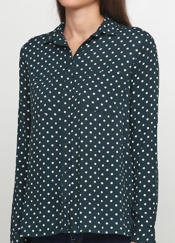 Темно-зеленая кэжуал рубашка в горошек H&M