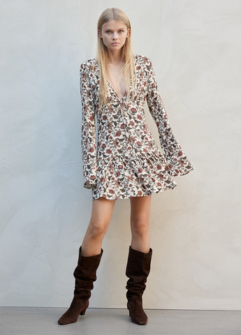 Комбінована кежуал сукня кльош H&M з квітковим принтом