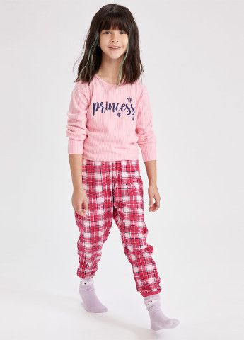 Розовая всесезон пижама(реглан, брюки) лонгслив + брюки DeFacto