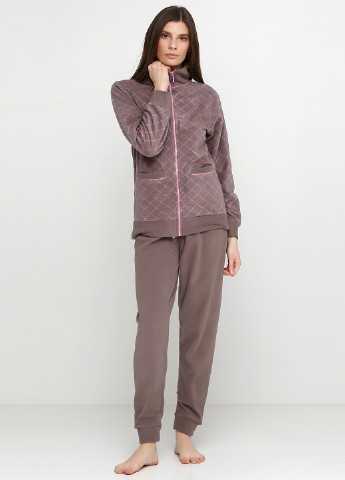 Серо-коричневая всесезон пижама (кофта, брюки) Baci di notte