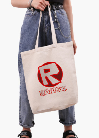 Еко сумка шоппер біла Роблокс (Roblox) (9227-1708-WTD) екосумка шопер 41*39*8 см MobiPrint (216642247)