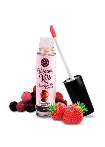 Блиск для губ із ефектом вібрації Strawberry Gum Lip Gloss Vibrant Kiss, 6 г Secret Play (251849831)