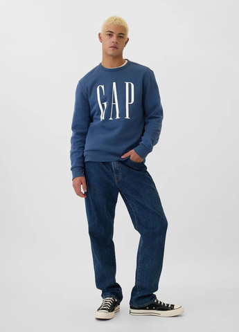 Синий свитшот Gap логотип без декора (334710079)