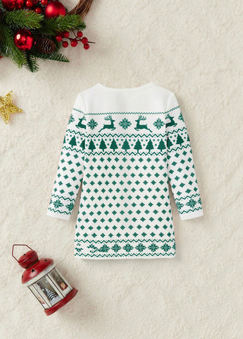 Білий кежуал сукня сукня светр SHEIN з новорічним принтом