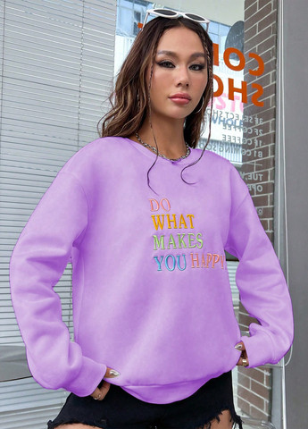 Світло-фіолетовий світшот SHEIN напис вишивка (339053030)