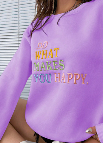 Світло-фіолетовий світшот SHEIN напис вишивка (339053030)