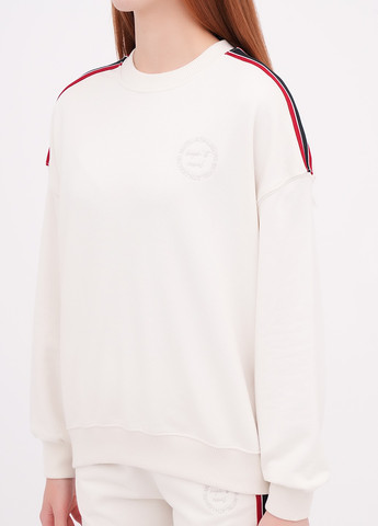 Молочный свитшот EQUILIBRI однотонный лампасы, вышивка (355383113)