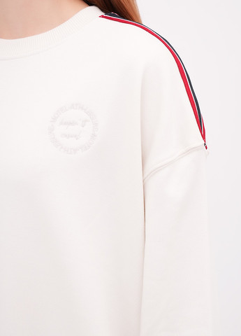 Молочный свитшот EQUILIBRI однотонный лампасы, вышивка (355383113)