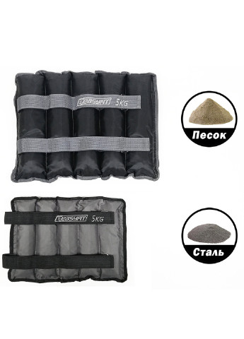 Обтяжувачі Metal 2 шт по 5 кг з фіксованою вагою (манжети для рук і ніг з металевим наповнювачем) EF-WA-5 EasyFit (240690965)