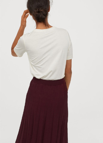 Бордовая кэжуал однотонная юбка H&M плиссе, клешированная
