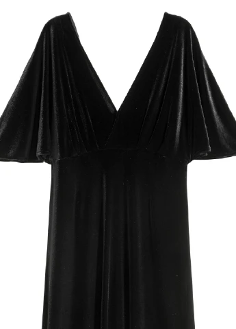 Черное вечернее платье из велюра H&M однотонное