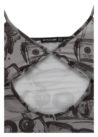 Серое кэжуал платье силуэтная PrettyLittleThing с рисунком