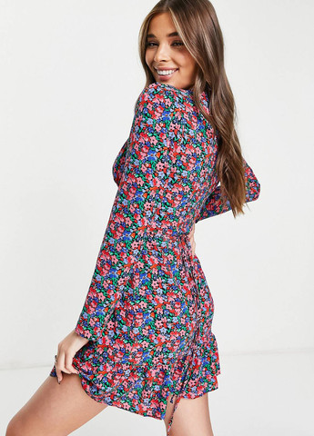 Комбинированное кэжуал платье на запах Asos с цветочным принтом