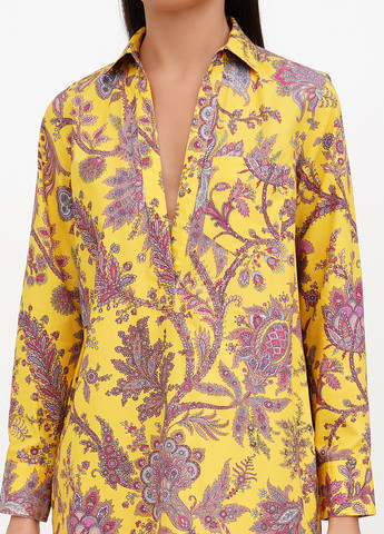 Желтое кэжуал платье а-силуэт J.Crew с цветочным принтом