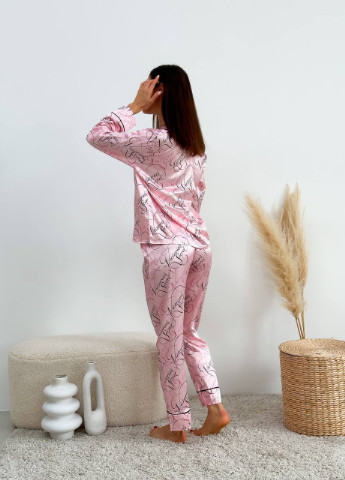 Розовая всесезон шелковая пижамка с того victoria's secret рубашка + брюки Vakko
