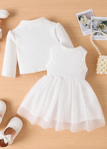 Белый демисезонный комплект (кофта, платье) SHEIN