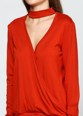 Оранжево-красная демисезонная блуза на запах Gingier