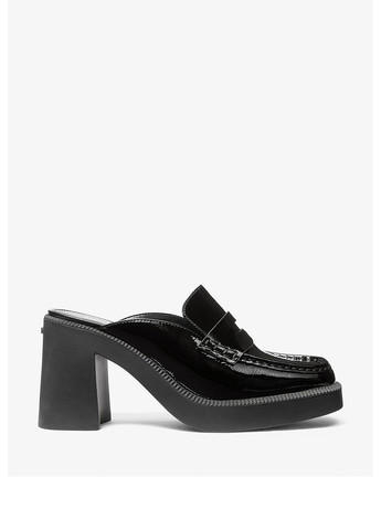 Черные мюли Michael Kors лаковые на среднем каблуке