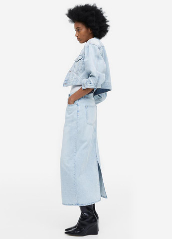 Голубая кэжуал, джинсовая однотонная юбка H&M