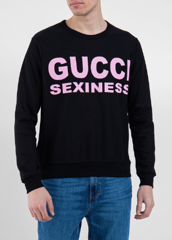 Черный свитшот Sexiness Gucci - крой однотонный черный кэжуал - (251176458)