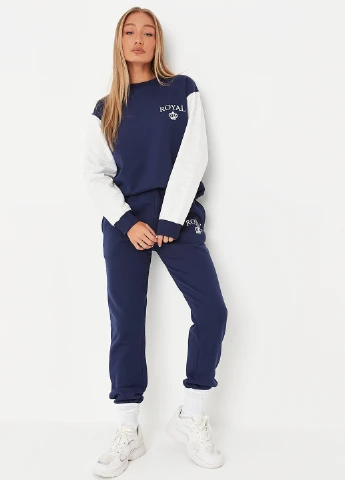 Синий свитшот Missguided надпись без декора (261407703)