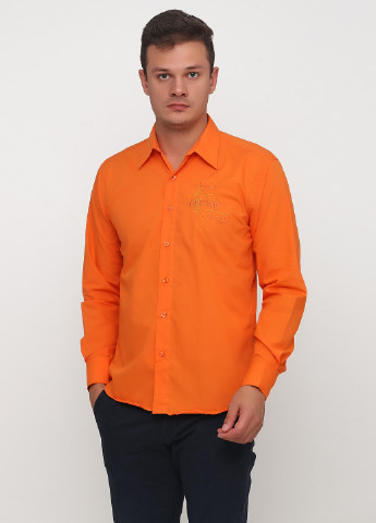 Оранжевая кэжуал рубашка однотонная Varetti с длинным рукавом